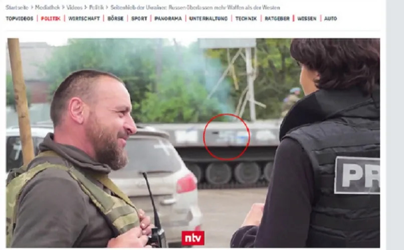 Read more about the article Ukrajinsko oklopno vozilo s kukastim križem prikazano na njemačkoj televiziji